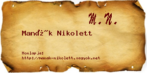 Manák Nikolett névjegykártya